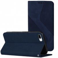 Kožni preklopni etui s uzorkom za iPhone 7 Plus / 8 Plus - tamno plavo
