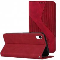 Kožni preklopni etui s uzorkom za iPhone XR - crveno