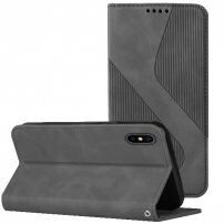 Kožni preklopni etui s uzorkom za iPhone X / XS - sivo