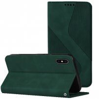 Kožni preklopni etui s uzorkom za iPhone X / XS - Tamnozeleno