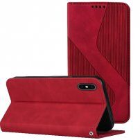 Kožni preklopni etui s uzorkom za iPhone XS Max - crveno