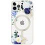 Cvjetni prozirni etui sa MagSafe za iPhone 11 Pro Max - plavi