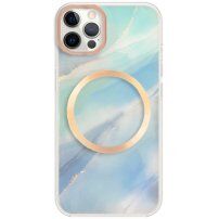 Mramorni etui sa MagSafe za iPhone 12 Pro Max - plavi