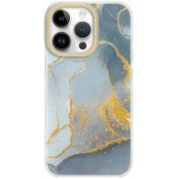 Zaštitni mramorni etui za iPhone 13 Pro - plavo-siva