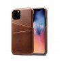 Kožna maska sa džepom za kartice za iPhone 11 Pro Max - smeđi