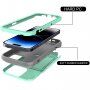 Otporna maska sa prostorom za kartice i zrcalom za iPhone 14 Pro Max - mentol