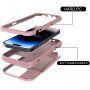 Otporna maska sa prostorom za kartice i zrcalom za iPhone 14 Pro Max - ružičasti