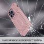 Otporna maska sa prostorom za kartice i zrcalom za iPhone 14 Pro Max - ružičasti