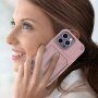 Otporna maska sa prostorom za kartice i zrcalom za iPhone 14 Pro Max - ružičasti
