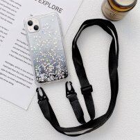 Prozirna maska sa šljokicama i prilagodljivim pojasom za iPhone 14 Plus - crni