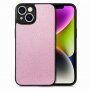 Svjetlucava maska od PU kože za iPhone 14 Plus - ružičasti