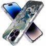 Mramorna svjetlucava maska za iPhone 14 Pro Max - tamno plavi