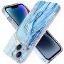 Mramorna svjetlucava maska za iPhone 14 Plus - plavi