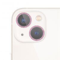 Kaljeno staklo sa svjetlucavim okvirima za zaštitu leća fotoaparata za iPhone 13 / 13 mini - ružičasto