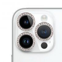 Kaljena stakla sa kamenčićima za zaštitu leća stražnjeg fotoaparata za iPhone 14 Pro / 14 Pro Max - srebrna