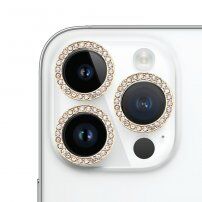 Kaljena stakla sa kamenčićima za zaštitu leća stražnjeg fotoaparata za iPhone 14 Pro / 14 Pro Max - zlatna