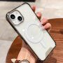 Prozirna maska sa okvirom u boji i MagSafe za iPhone 14 Pro Max - sivi