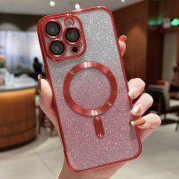 Svjetlucava maska sa metaliziranim okvirom i MagSafe za iPhone 11 - crveni