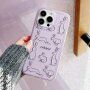 Mat prozirna maska sa motivom apstraktnih kunića za iPhone 12 Pro Max - ljubičasti