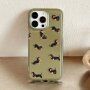 Mat prozirna maska sa motivom jazavčara za iPhone 14 Pro Max - maslinast