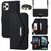 Flip futrola sa pojasom u stilu pisamca za iPhone 11 Pro Max - crno