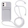 Silikonska maska sa konopcem i džepom za kartice za iPhone 11 - sivi