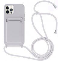 Silikonska maska sa konopcem i džepom za kartice za iPhone 11 Pro - sivi