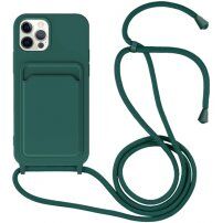 Silikonska maska sa konopcem i džepom za kartice za iPhone 11 Pro Max - petrolej