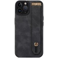 Kožna maska sa petljom za ruku za iPhone 14 Pro Max - crni