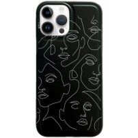 Mat maska s apstraktnim motivom za iPhone 14 Pro - crni