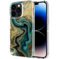 Mramorna svjetlucava maska za iPhone 13 Pro - petrolej