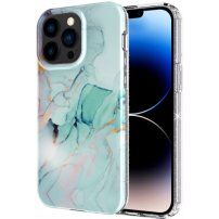Mramorna svjetlucava maska za iPhone 13 Pro Max - tirkizni