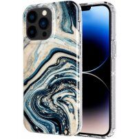 Mramorna svjetlucava maska za iPhone 13 Pro Max - plavozlatni