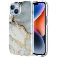 Mramorna svjetlucava maska za iPhone 14 - sivo-zlatna