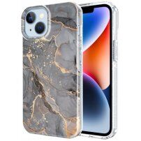 Mramorna svjetlucava maska za iPhone 14 Plus - sivi