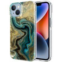 Mramorna svjetlucava maska za iPhone 14 Plus - petrolej