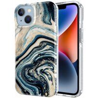 Mramorna svjetlucava maska za iPhone 14 Plus - plavozlatni