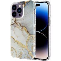Mramorna svjetlucava maska za iPhone 14 Pro Max - sivo-zlatna