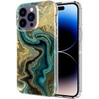 Mramorna svjetlucava maska za iPhone 14 Pro Max - petrolej