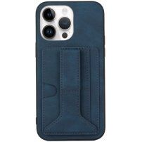 Maska sa džepom za kartice i stalkom za iPhone 14 Pro Max - plavi