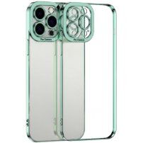 Prozirna maskica s metaliziranim rubom za iPhone 14 - mentol