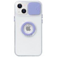 Prozirna maska sa držačem za prst i poklopcem kamere za iPhone 14 Plus - ljubičasti