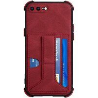 Maska sa džepom za kartice i stalkom za iPhone 7 Plus / 8 Plus - crveni