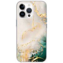 Svjetlucava mramorna maska za iPhone 13 Pro Max - bež-zeleni