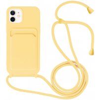 Silikonska maska sa konopcem i džepom za kartice za iPhone 11 - žuti