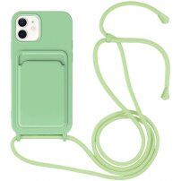 Silikonska maska sa konopcem i džepom za kartice za iPhone 11 - zeleni