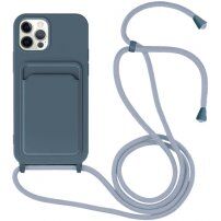 Silikonska maska sa konopcem i džepom za kartice za iPhone 11 Pro Max - plavi