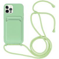 Silikonska maska sa konopcem i džepom za kartice za iPhone 11 Pro Max - zeleni