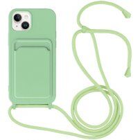 Silikonska maska sa konopcem i džepom za kartice za iPhone 13 - zeleni
