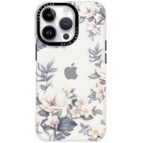 Svjetlucava prozirna maska sa uzorkom za iPhone 13 Pro Max - cvijet magnolije